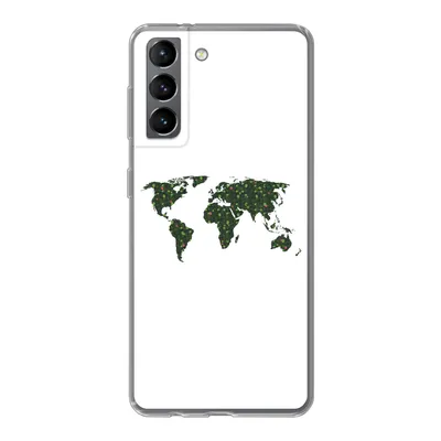 Produktbild von MuchoWow® Handyhülle Schutzhülle Hülle für Samsung Galaxy S21 Weltkarte - Grün - Blätter Silikon Softcase Handy Hülle - Softcase