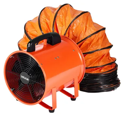 Obrázek produktu pro VEVOR stavební ventilátor 300 W střídavý motor stavební ventilátor 2830 ot/min stavební ventilátor 1720 CFM (2922 m3/h) axiální ventilátor 10 m hadice axiální ventilátor 79 dB hlučnost průmyslový ventilátor IP44
