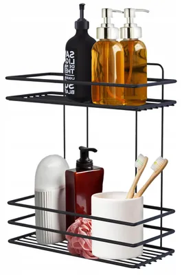 Produktbild von SEPIO Duschablage Schwarz, Badezimmer Organizer Zwei Regale, Duschablage zum Hängen, Duschregal Organizer, Shower Shelf