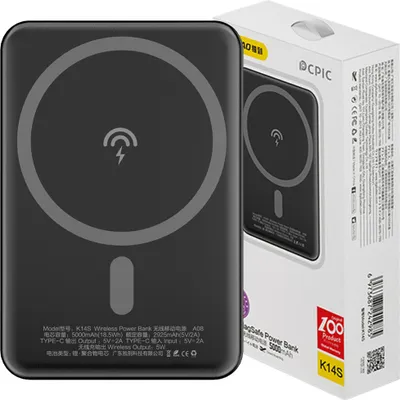 Produktbild von DUDAO wireless powerbank MagSafe 5000mAh black K14S, 5000 mAh, Kabelloses Aufladen, 10 W, Schwarz
