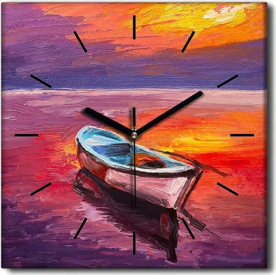 Produktbild von Coloray Uhr auf Leinwand 30x30 cm Wand Uhr Dekoration Wohnzimmer Segeltuch schwarze Hände -Sea Boot Art.