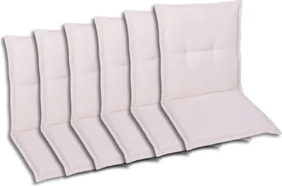 Produktbild von GO-DE Textil, Sesselauflage Niederlehner, 6er-Set, Farbe: weiß, Maße ca.: 100 cm x 50 cm x 6 cm