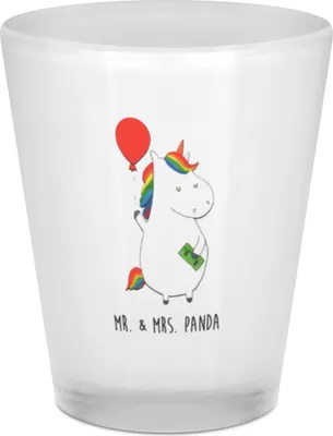 Produktbild von Mr. & Mrs. Panda Stamperl Einhorn Luftballon - Transparent - Geschenk, Unicorn, Likör Glas, Schnapsglas, Schnapsbecher, Gläschen, Geld, Freundin, Freude, Einhörner, Shot