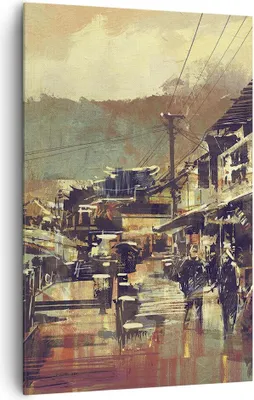 Produktbild von Bild auf Leinwand - Leinwandbild - Einteilig - Brücke Straße Fluss - 80x120cm - Wand Bild - Wanddeko - Wandbilder - Leinwanddruck - Wanddekoration - Leinwand bilder - Wandbild - PA80x120-3515