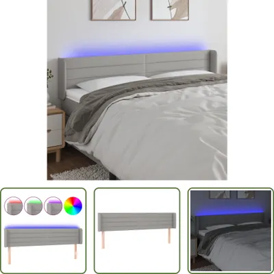 Produktbild von The Living Store LED Kopfteil Hellgrau 183x16x78/88 cm Stoff