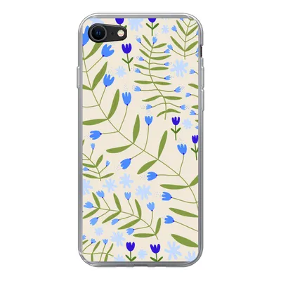 Produktbild von MuchoWow® Handyhülle Schutzhülle Hülle für iPhone 7 Blume - Blätter - Blau Silikon Softcase Handy Hülle - Kartenhalter