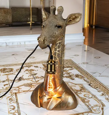 Produktbild von Stehlampe Giraffenkopf 50 cm Antik-gold Stimmungslampe Deko Figur Dekoration