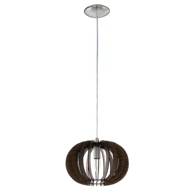 Produktbild von Pendelleuchte E27 Holz Dunkelbraun Silber LED tauglich Ø 30cm Höhe 130cm