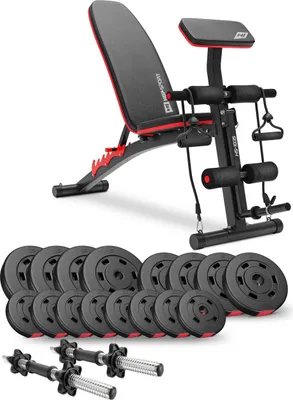 Produktbild von Hop-Sport Hantelbank HS-1035 - inkl. 40 KG Hantelset: Kurzhantelstange & Gewichte/Hantelscheiben