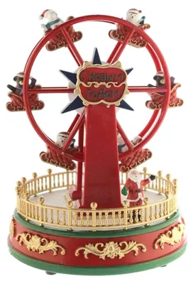 Riesenrad-Deko mit LED-Lichtern und Musik, 18x18x24 cm
