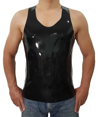 Latex-Unterhemd Muscle Shirt Schwarz Unisex Naturlatex Gummi Einheitsgröße, Ansicht 1