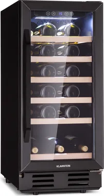 Produktbild von Klarstein Weinkühlschrank Freistehend, Kleiner Getränkekühlschrank Schmal, 1 Zone Weinkühlschrank mit Glastür, Indoor/Outdoor Beersafe, Kühlschrank Klein mit UV-Schutz, 5-18°C, 31 Flaschen