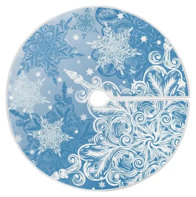 Weihnachtsbaumrock Schneeflocke Weiß Blau 90 cm