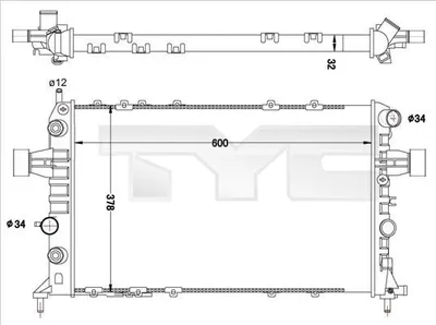 Produktbild von TYC 725-0040-R Kühler Wasserkühler Motorkühler für OPEL Astra G CC (T98) Zafira A (T98) Astra G Caravan (T98) ASTRA G Cabriolet (F67) Astra G Coupe