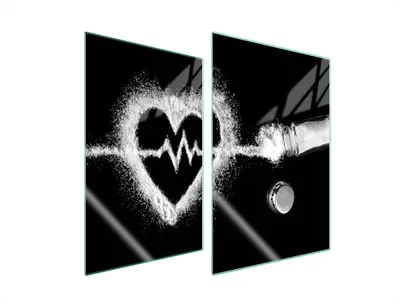 Immagine prodotto di Piastre copri fornelli 2 pezzi 35x52 Copri piano cottura in Vetroceramica tagliere in vetro cuore nero