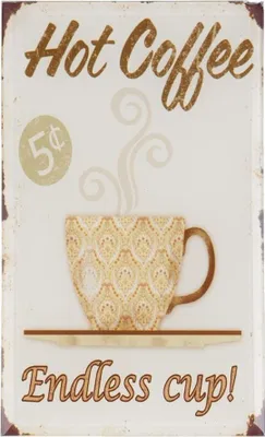 Produktbild von 63226 Clayre Eef Bild auf Metall, 10x17 cm, Vintage-Kaffeemotiv