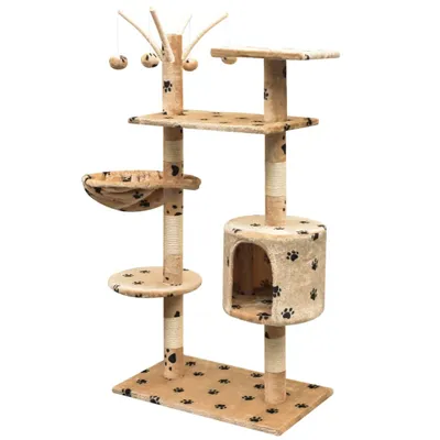 Immagine prodotto di vidaXL Tiragraffi per gatti 125 cm Beige con impronta di zampa