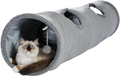 Obrázok produktu pre Tunel pre mačky – tunel na hranie pre mačky a králiky – 130 x 30 cm – skladací – s visiacou hračkou
