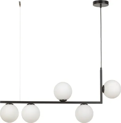 Zdjęcie produktu dla Lampa wisząca czarna dekoracyjna 5 szklanych białych kul nad stół Andy 5xG9 12W Sigma Lighting