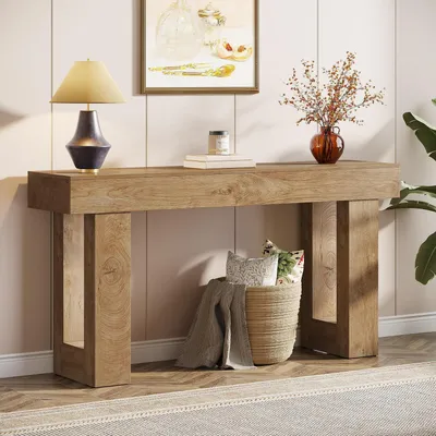 Produktbild von Konsolentisch 160 cm rechteckig Sofatisch Bauernhoftisch Eingang Flur Wohnzimmer Natur MDF