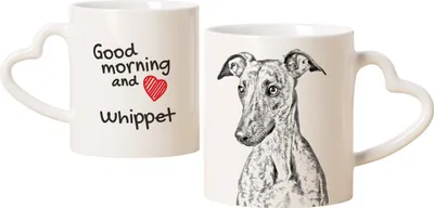 Immagine prodotto di Whippet, piccolo levriero inglese - Tazza con cane, graziosa tazza con manico a forma di cuore, regalo universale del marchio Art-Dog