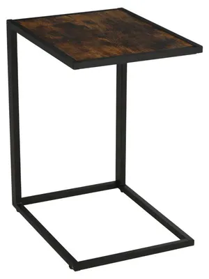 Zdjęcie produktu dla Stolik pomocniczy w kształcie litery "C" | Kolor: brązowy i czarny | Wymiary: 40,6 x 50,8 x 64,2 cm