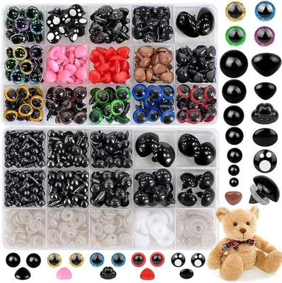 Image de Yeux en plastique - 700 pièces de différentes tailles (6 à 27 mm) - pour poupées et travaux de bricolage