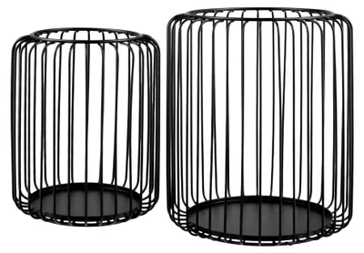 Produktbild von 2er Set Windlicht Schwarz für Außen, Metall Kerzenständer, Kerzenhalter für Innen und Außen