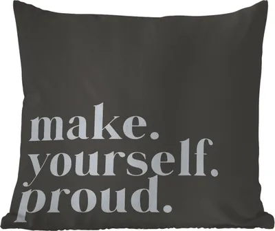 Produktbild von MuchoWow® Outdoor Kissen - Zitate - Mach dich stolz - Selbstliebe - Selbstvertrauen - Text - 50x50 cm - Wetterfest - Lounge Kissen - Komfortabel - Kissen mit Bild