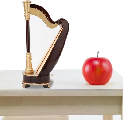 Obrázok produktu pre 25 cm miniatúrna drevená harfa – model hudobného nástroja, hudobné darčeky, dekorácie do interiéru