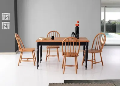 Image de Ensemble de salle à manger Table de salle à manger Table en bois Chaises 5pcs Marron