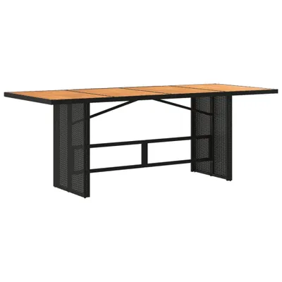 Produktbild von vidaXL Gartentisch mit Holzplatte Schwarz 190x80x75 cm Poly Rattan