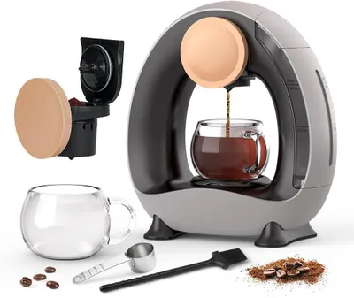 Mini-Kaffeemaschine für eine Tasse, 4-8 fl oz, grau