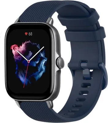 Produktbild von Strap-it Amazfit GTS 3 Luxus Silikonarmband (Dunkelblau)