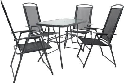 Produktbild von VCM 5-tlg Gartenmöbel Set | Sitzgruppe Essgruppe | 1xTisch, 4x Stühle | Tisch Maße ca. H. 70 x B. 110 x T. 55 cm | Hochlehner Set 110 Sontan