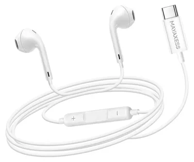 Produktbild von Mayaxess, USB-C Kabelkopfhörer mit Mikrofon für Galaxy A55, Weiß