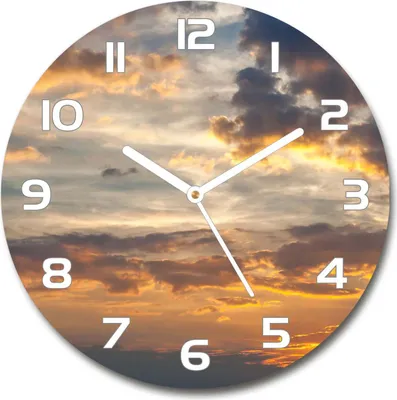 Produktbild von Wanduhr aus Glas 30fi Glasbild Glasuhr Gehärtetes Glas - weisse-zeiger - Sunset