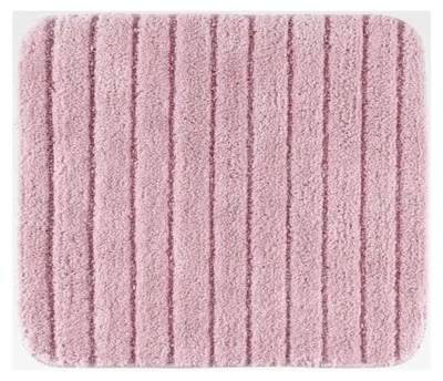 Produktbild von WC-Vorleger ohne Ausschnitt (45x50 cm) - Rutschfeste Badematte mit Streifen-Design - Badezimmerteppich für Dusche, Badewanne und WC - Farbe: Rosa
