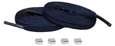 schnuersenkel elastisch schwarz clips silber glanz