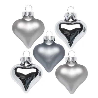 Produktbild von Christbaumschmuck Herzen 4cm Glas 8 Stück - Hazy Grey