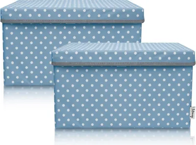 Produktbild von Lifeney 2-Set Aufbewahrungsbox Kinder (37x25x21cm) I Aufbewahrungskorb für Kinderzimmer und Wohnbereich I Kinder Aufbewahrungskiste (Türkis Punkte)