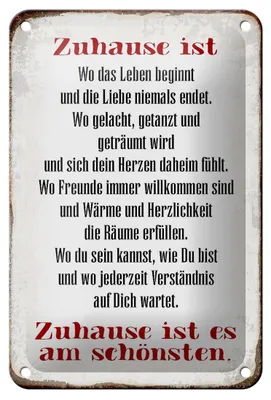 Produktbild von Blechschild Spruch 18x12cm Zuhause ist am schönsten