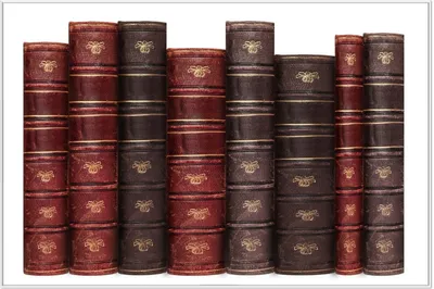 Produktbild von Wallario Wandbild Alte Bücher mit rotem und braunem Ledereinband, Größe: 61 x 91,50 cm, Poster mit weißem Aluminiumrahmen