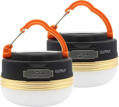 Produktbild von 2 stück LED Camping Lampe Campingleuchte Mini Tragbare Licht Aufladbar mit 3 Helligkeiten Leuchtmodi Wasserdicht Außenpool Camping, Wandern, Notfall