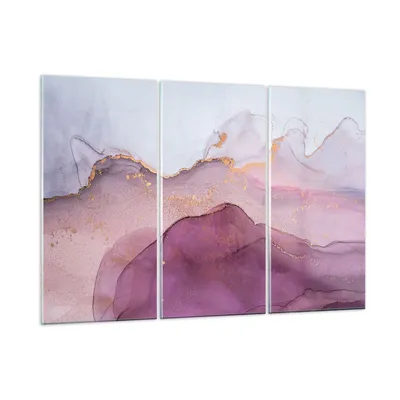 Produktbild von Bilder auf glas - 3 Teile - Marmor Pink Violett - 165x110cm - Glasbilder - Wandbilder - Bilder - zum Aufhängen bereit - Wanddekoration aus Glas - Glas Bilder - Wandbild auf Glas - GCE165x110-4668