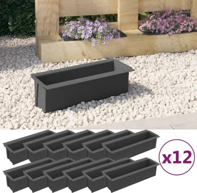 Obrázok produktu pre Kvetinové boxy na europalety 12 ks sivé 36x13,5x9,5 cm PP