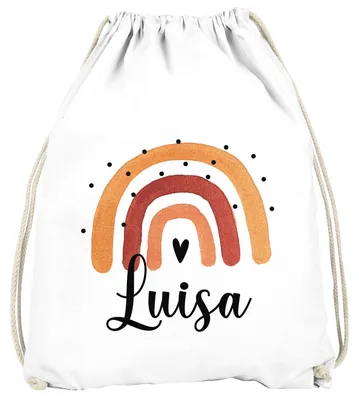 Produktbild von Kinder Turnbeutel mit Name Regenbogen-Motiv Skandi personalisierte Geschenke Mädchen Jungen SpecialMe® Mädchen weiß unisize