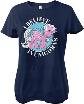 Produktbild von I Believe In Unicorns Girly Tee - Large - Navy