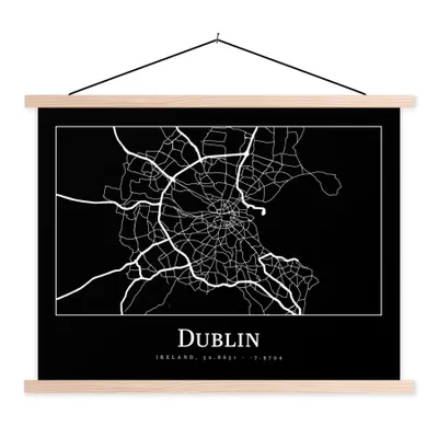 Produktbild von MuchoWow® Textilposter Stadtplan - Dublin - Karte 40x30 cm mit holzfarbenen Rahmen - Bilder