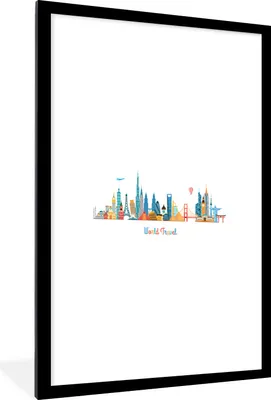 Produktbild von MuchoWow® MuchoWow® Gerahmtes Poster Skyline - Reisen - Welt 60x90 cm - Poster mit zchwarzem Bilderrahmen - Dekoration - Wandposter Wohnzimmer - Hochwertig